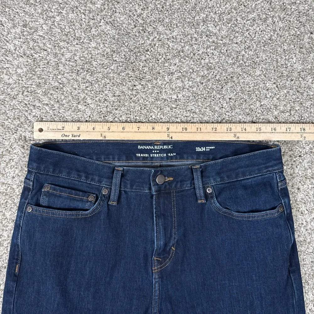Banana Republic Jeans Mens 33x34 Dark‎ Indigo Skinny Fit Denim Travel Stretch